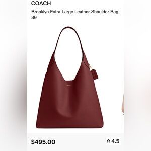 NWT Coach Brooklyn Ruby Red Leather Shoulder Hobo